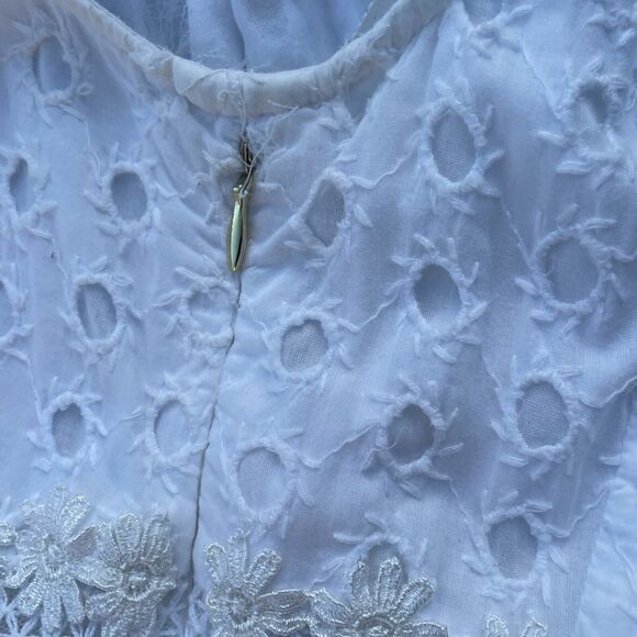 Anthropologie Leifnotes Eyelet Boho Maxi Dress Women's Size 2 White Cotton - Picture 10 of 13